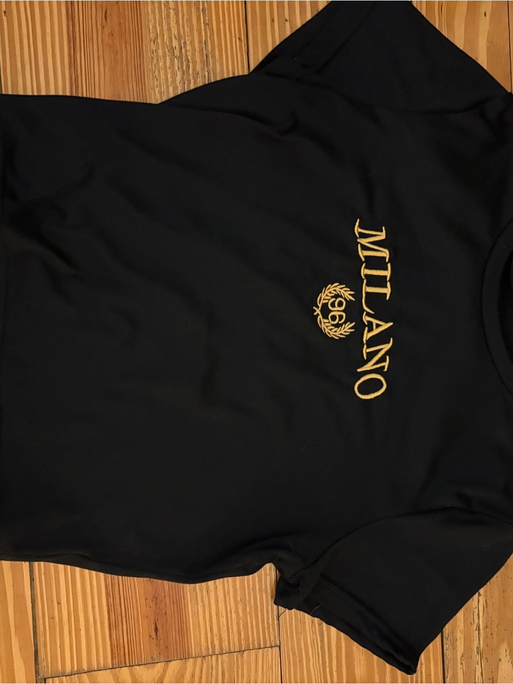 Milano Black T-Shirt with Gold Logo Embroidery